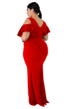 Red Plus Size Flamous Mermaid Dress