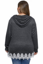 Gray Plus Size Supersoft Hoodie Sweatshirt With Lace Trim