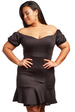 Black Candlelit Song Plus Size Off The Shoulder Dress