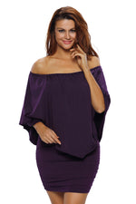 Plus Size Multiple Dressing Layered Purple Mini Poncho Dress