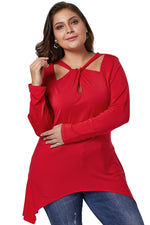 Red Plus Size Cutout Swing Tunic Top