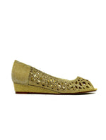 Indi Low Wedge Perforated Sandal Gold