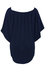 Multiple Dressing Layered Dark Blue Mini Poncho Dress