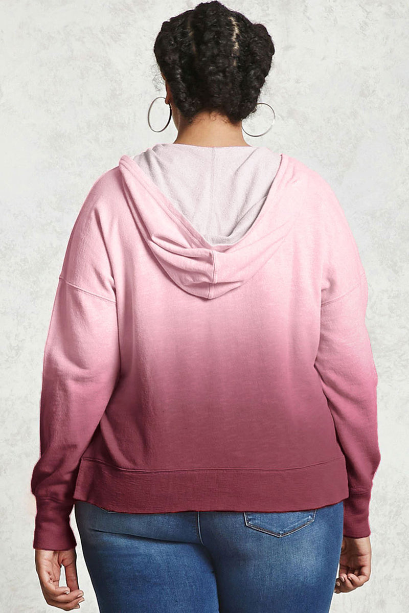 Red Plus Size Ombre Terry Hoodie