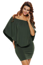 Plus Size Multiple Dressing Layered Army Green Mini Poncho Dress