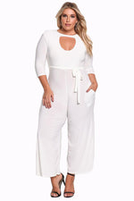 White Plus Size Cut Out Wide Legged Jumpsuit