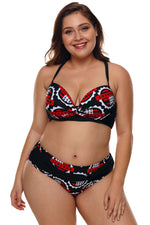 Plus Size Stars Print Pleated Bikini Swimsuit