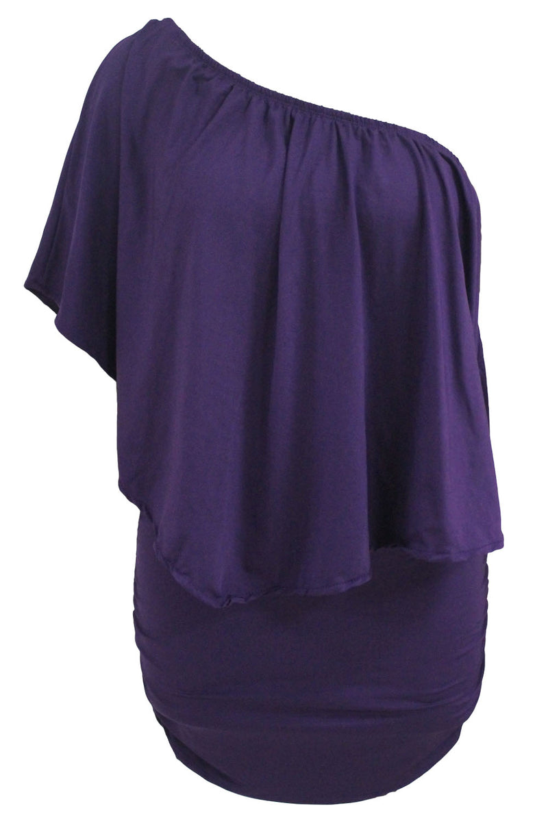 Plus Size Multiple Dressing Layered Purple Mini Poncho Dress