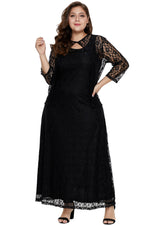 Black Nadia Plus Size Lace Dress