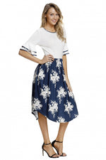 White Top Flora Skirt Layered Bell Sleeve Dress