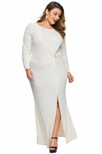 Apricot Plus Size Long Sleeve Twist Detail Maxi Metallic Dress