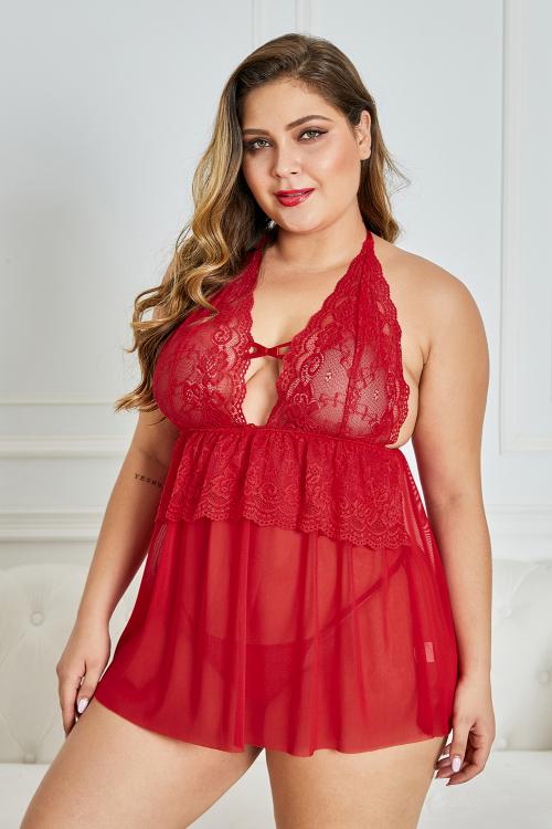 Red Screaming Sexy Plus Size Lingerie
