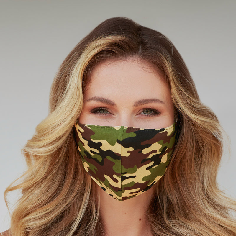 Green Khaki Camo Face Mask