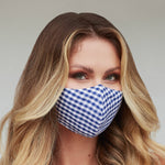 Navy Gingham Face Mask