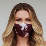 Burgundy White Tie Dye Face Mask