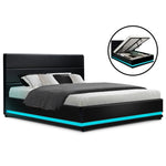 LED Bed Frame Double Full Size Gas Lift Base