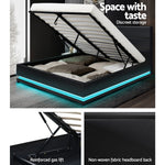 LED Bed Frame Double Full Size Gas Lift Base