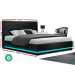 Artiss RGB LED Bed Frame Queen Size Gas Lift Base