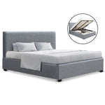 Queen Size Fabric and Wood Bed Frame