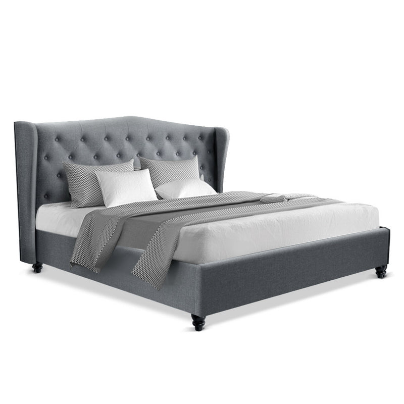 Artiss King Size Wooden Upholstered Bed Frame - Pay 50% deposit & will deliver