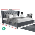 Artiss King Size Wooden Upholstered Bed Frame - Pay 50% deposit & will deliver