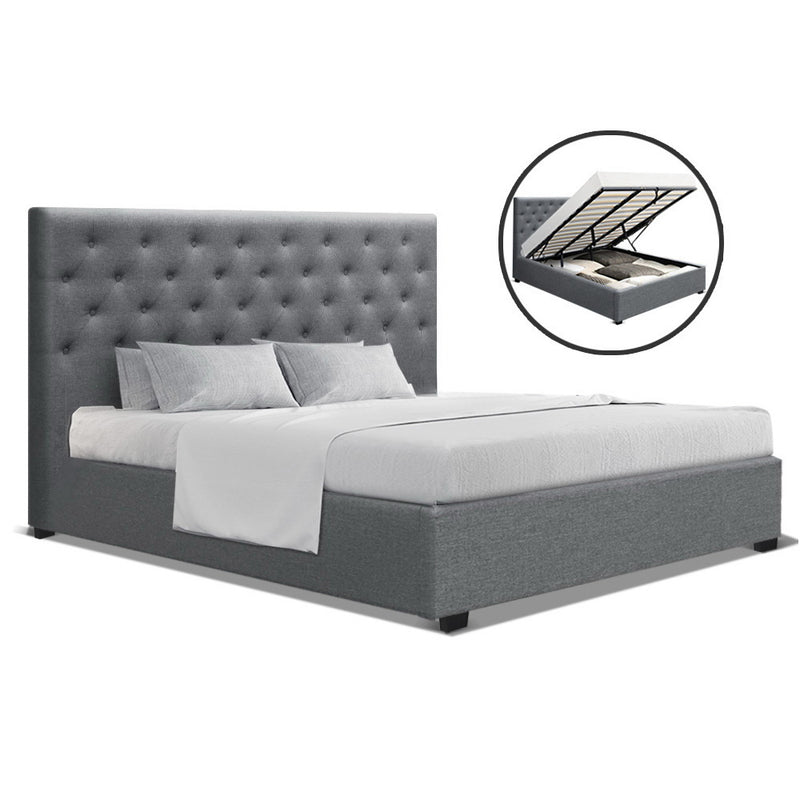 King Gas Lift Bed Frame with Storage - Pay 50% deposit and we deliver