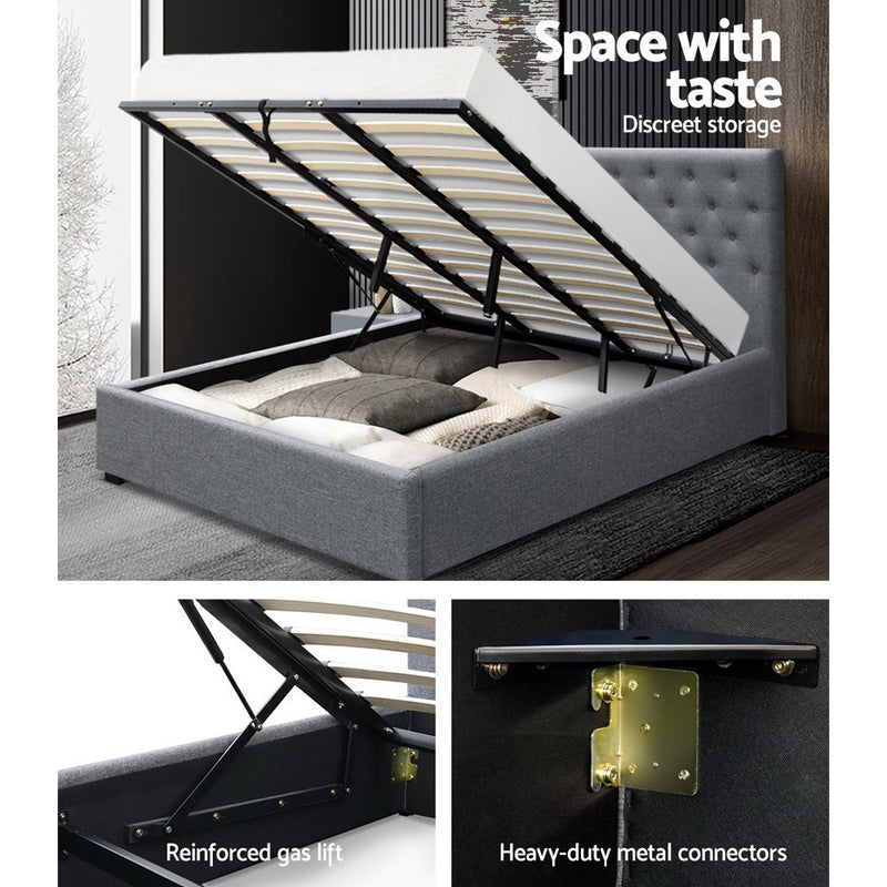 King Gas Lift Bed Frame with Storage - Pay 50% deposit and we deliver