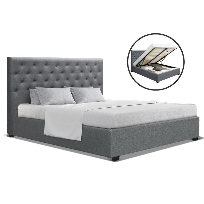 Queen Size Gas Lift Bed Frame Base With Storage Mattress