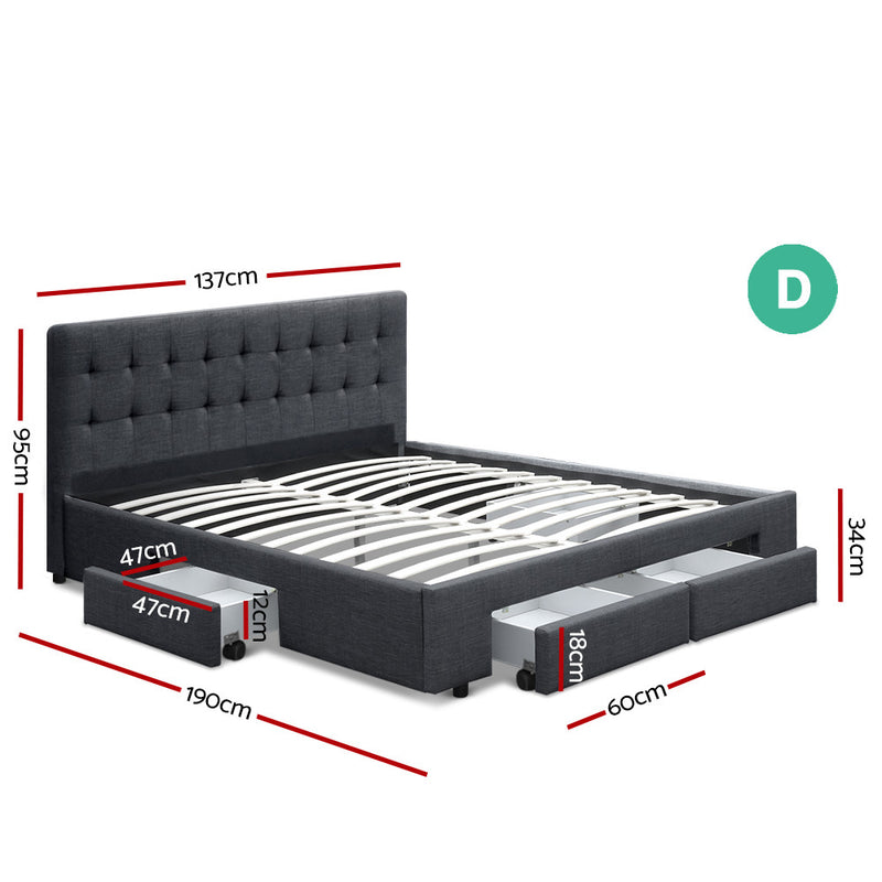 Artiss Double Size Fabric Bed Frame - Pay 50% deposit & we deliver