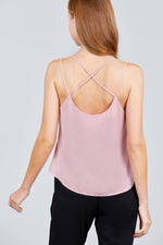 Back Cross Strap Cami -Rose