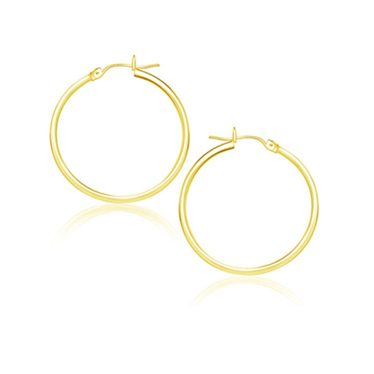 14K Yellow Gold Polished Hoop Earrings (25 mm)