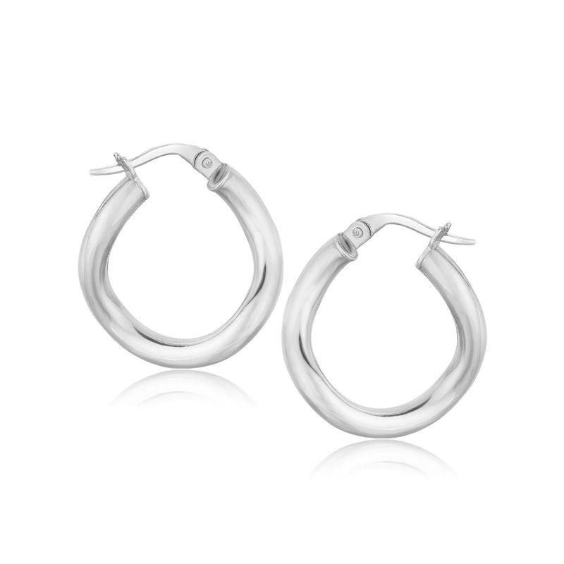 14K White Gold Italian Twist Hoop Earrings (5/8 inch Diameter)