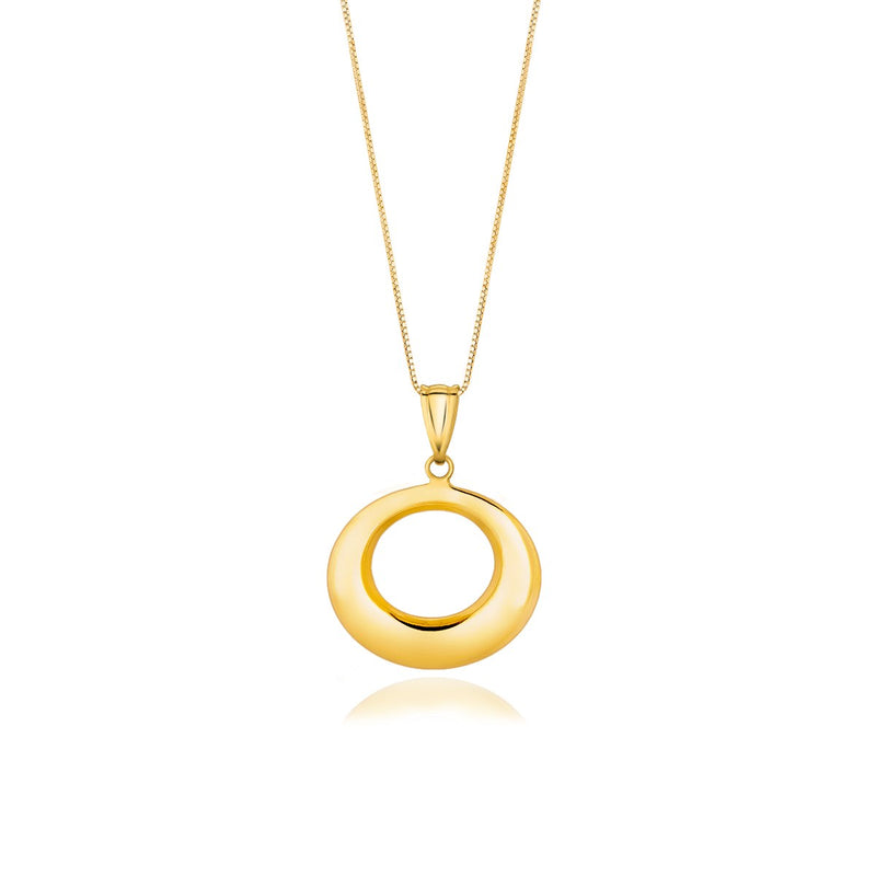 14K Yellow Gold Open Circle Drop Pendant