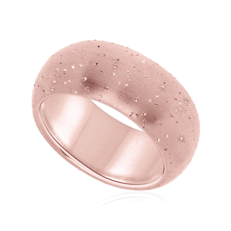 Sterling Silver Rose Tone Stardust Dome Design Ring