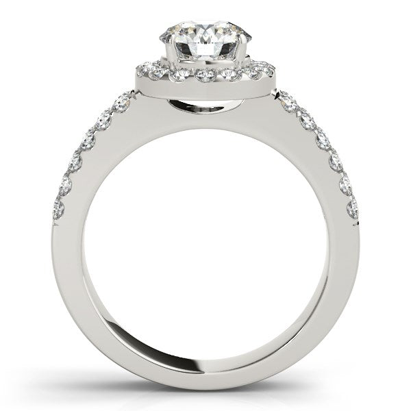 14K White Gold Halo Diamond Engagement Ring With Double Row Band (1 3/8 ct. tw.)