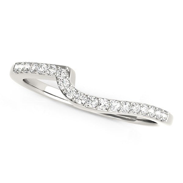 14K White Gold Curved Design Round Diamond Wedding Band (1/4 ct. tw.)