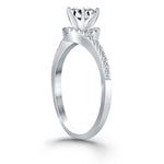 14K White Gold Bypass Swirl Diamond Halo Engagement Ring