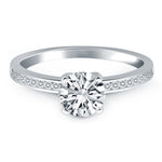 14K White Gold Engagement Ring with Diamond Channel Set Band