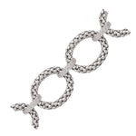 Sterling Silver Popcorn Ring Chain Bracelet with Diamond Accents (.17 ct. tw.)