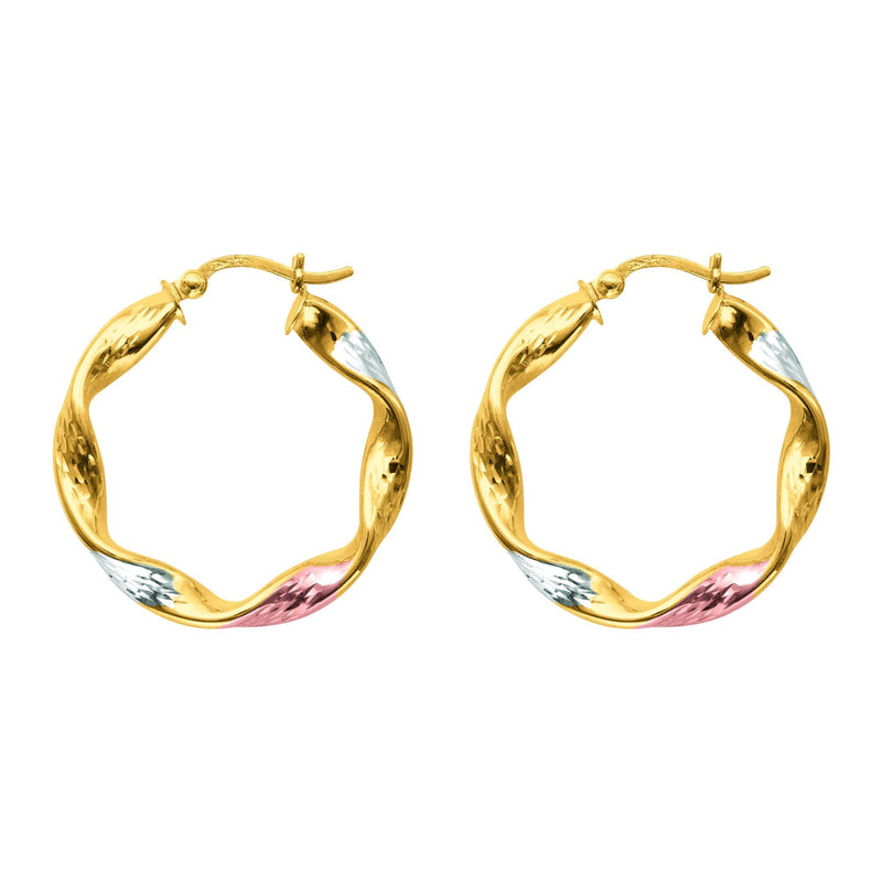 14K Two Tone Gold Hoop Earrings (7/8 inch)