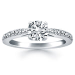 14K White Gold Diamond Pave Cathedral Engagement Ring