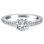 14K White Gold Diamond Pave Cathedral Engagement Ring