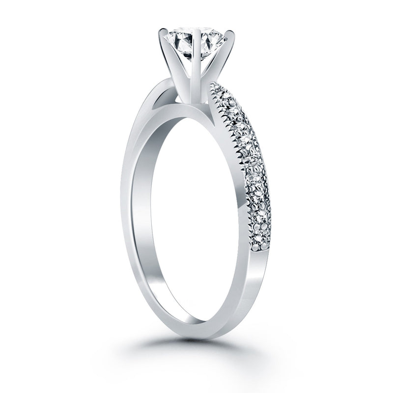 14K White Gold Diamond Pave Cathedral Engagement Ring