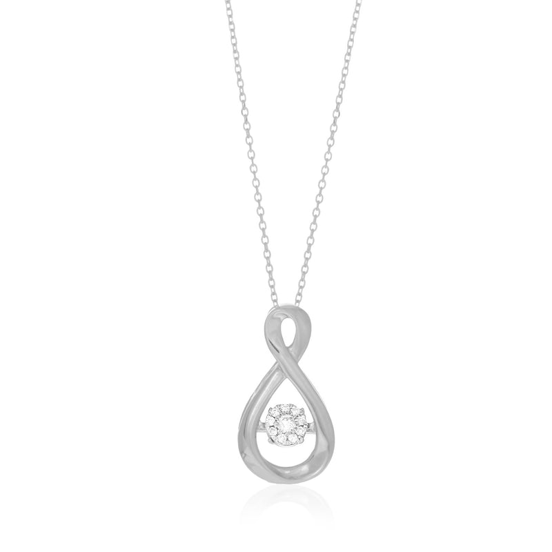 14K White Gold Infinity Style Diamond Embellished Pendant