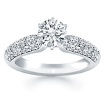 14K White Gold Triple Row Pave Diamond Engagement Ring