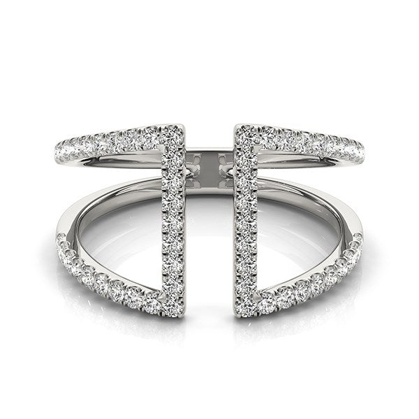 14K White Gold Open Style Dual Band Ring with Diamonds (1/2 ct. tw.)