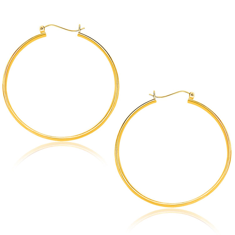 10K Yellow Gold Polished Hoop Earrings (40mm)