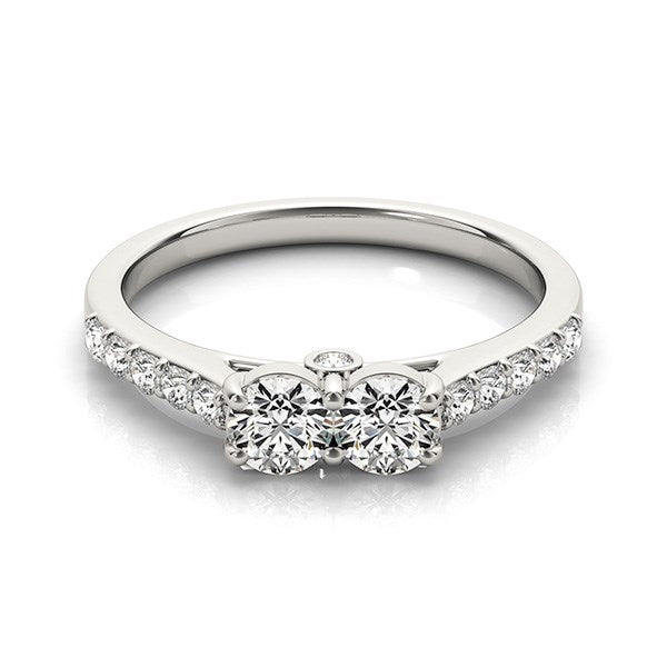 14K White Gold Round Two Stone Diamond Ring (3/4 ct. tw.)