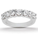 14K White Gold Diamond Scalloped Shared U Prong Setting Wedding Ring Band