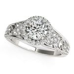 14K White Gold Round Diamond Engagement Ring with Baroque Shank Design (1 1/8 ct. tw.)